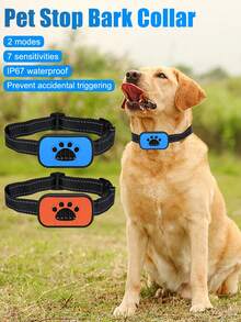 1PCS New Bark Arrester Intelligent Automatic Recognition Training Dog Vibration Anti Barking Rechargeable Bark Arrester Collar Size Can Be Used For Pets, Durable And Practical, Easy To Carry And Operate, With Multiple Colors To Choose From - Multicolor - View 4