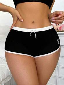 女士休闲简约针织平角内裤 - 黑色 - 查看 3