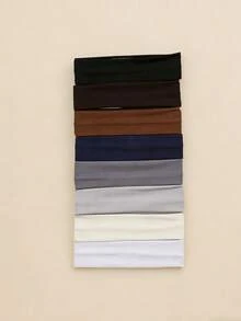 7/8pcs Macaron & Muted Color Elastic Sports Headbands, Solid Color Sweat-Absorbent Yoga Fitness Headwraps, Fashionable Casual Unisex Hairbands,Summer,Holiday,Travel - Multicolor - View 9