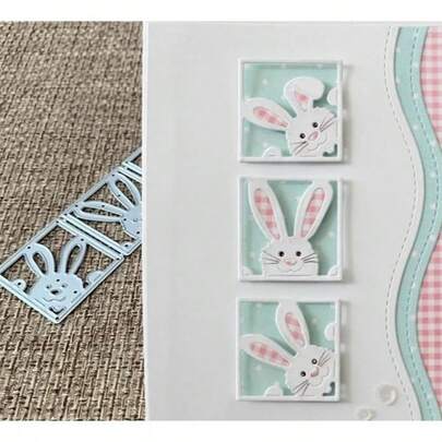 Easter Bunny Cutting Dies, Suitable For Card Making And Scrapbooking Decoration. Includes Easter Themed Lettering, Bunny Frames, Templates And Embossing Dies For DIY Craft Projects.