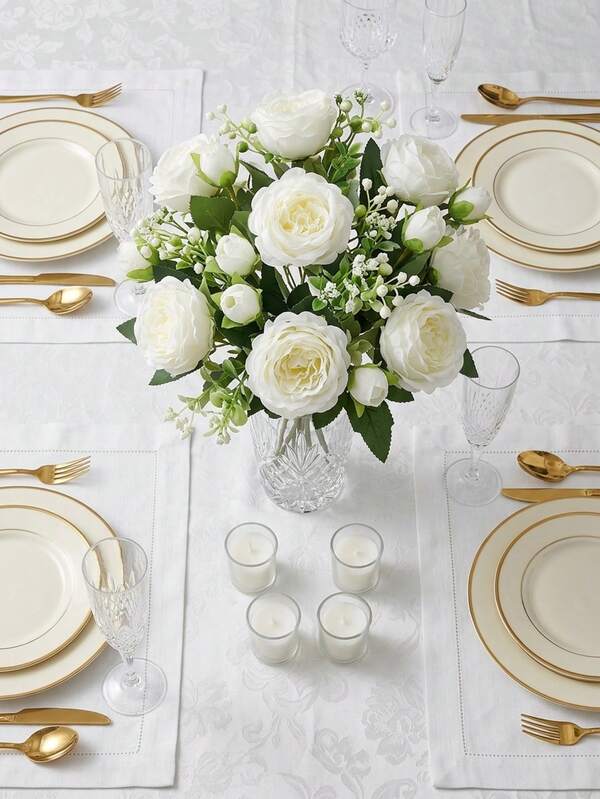 1/3/6 Pcs Artificial Peony Rose Bouquet, Suitable For Wedding Decoration, Indoor Decoration, Autumn Decoration, Garden Autumn Decoration, Bridal Bouquet, DIY Cake Decoration, Wreath Making, Bedroom Vase Decoration, Outdoor Garden Decoration For Autumn, Birthday Party, Event Decoration, Valentine's Day Gift And New Year Decoration