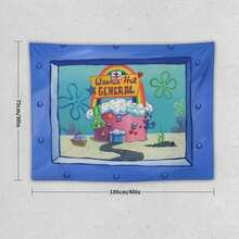 1PC Animation Cute Cartoon Wall Decor Tapestry, Sponge Theme Wall Hanging Bohemian Wall Tapestries Home Decor, Bedroom Decor, Room Wall Hanging, Tapestry, Wall Tapestry - 1PC - Xem 3