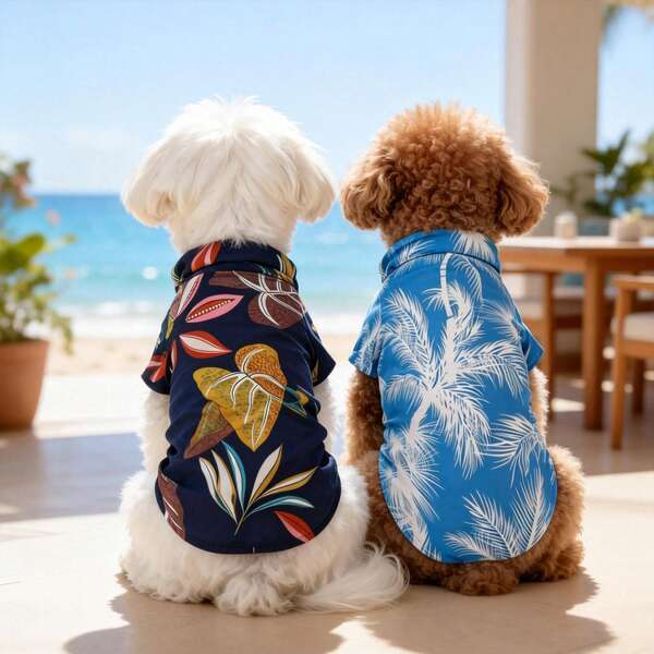 BJAYPET Ropa para mascotas transpirable, camisa hawaiana con botones fácil de poner y quitar, adecuada para perros pequeños y medianos como Maltés y Caniche, top refrescante para vacaciones de verano