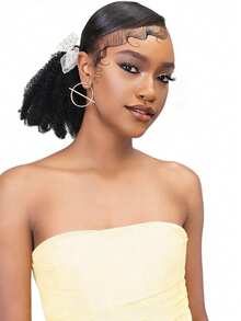 1 búi tóc giả kiểu Afro bồng bềnh 8 inch, tóc mềm mại, chất lượng cao, tóc giả tổng hợp Marley Kinky Fluffy với thiết kế co giãn, dành cho nữ. - Màu đen tự nhiên - Xem 5