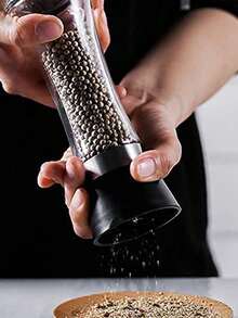 Tall Pepper Grinder Or Pepper Mill, Manual Salt Grinder Refillable With Adjustable Coarseness, Black Pepper Grinder Made Of Stainless Steel, Himalayan Salt And Sea Salt Grinder - 黑色 - 查看 1