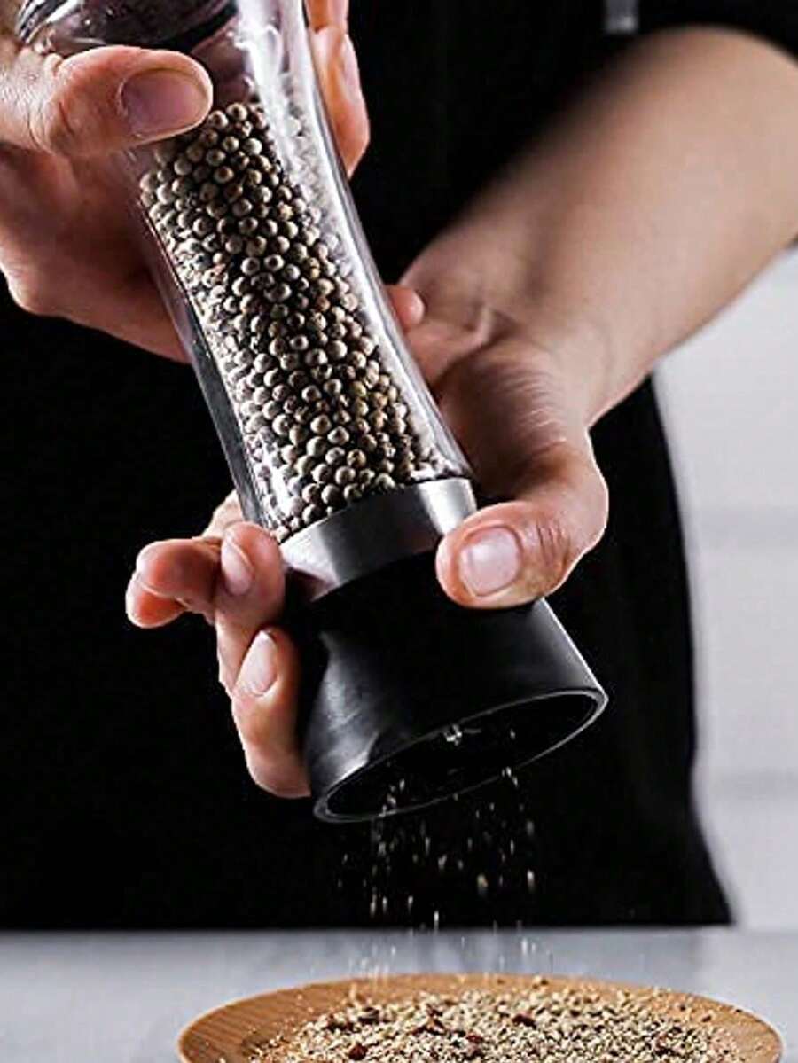 Tall Pepper Grinder Or Pepper Mill, Manual Salt Grinder Refillable With Adjustable Coarseness, Black Pepper Grinder Made Of Stainless Steel, Himalayan Salt And Sea Salt Grinder - 黑色 - 查看 1