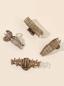 4pcs Leopard Print Hair Claw Clips, Glossy Minimalist Square Hair Clips Accessories For Daily & Casual Wear Hair Jaw Clip Hair Clamps Hair Clutch Hair Claw Clip, School Stuff, College Fall Winter Hair Accessories For Women For Vacation Outfits Woman Flower Hair Clip Casual ABS Animal Pattern Summer Outfits - Multicolor - View 4