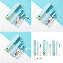 Bộ 3 ống hút bằng thép không gỉ có thể tái sử dụng, gấp gọn, kèm hộp đựng, đầu bịt silicon và cọ vệ sinh, tiện lợi mang theo trong túi quần, móc chìa khóa, ví khi đi du lịch, làm việc hoặc cắm trại. - Xem 15