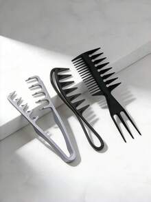 1/2/4/10Pcs Brand New All-In-One Volumizing Wide-Tooth Hair Comb - Fluffy Texture, Suitable For Men, ABS Plastic Material, Textured Grip Handle, Suitable For All Hair Types, Perfect For Home, Back To School, Travel And Vacation Essentials - Multicolor - View 3