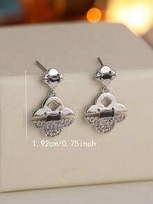 1 Pair Women's Earrings, Unique Lock Shadow Design Earrings, Fashionable Elegant Jewelry Suitable For Gifts And Daily Wear - Earrings Earrings - View 6