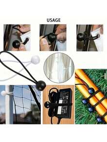1pc/10pcs/20pcs Heavy Duty Nylon Elastic Rope With Metal Ball Buckle Hook - 55.34kg Tensile Strength, Waterproof Black Elastic Cord, Suitable For Tent Stakes, Camping Gear And Outdoor Equipment, Durable And Flexible Heavy Duty Rope, Back To School Tie - Black - View 4