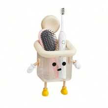 1PC Multi-Functional Storage Jar - Strong Suction Cups Equipped, Adorable Cartoon Style, Funny Random Color Matching - 1pcs - View 3