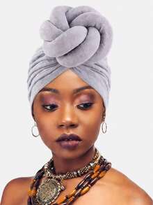 1/2 piezas Sombrero turbante árabe trenzado 3D para mujer, tocado versátil - Blanco - Ver 14