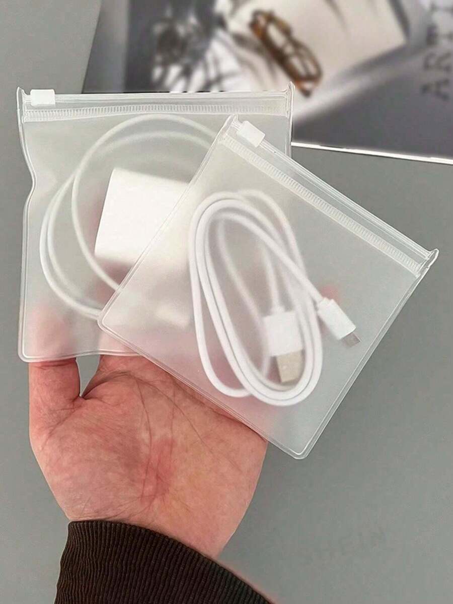 5/10/15/20pcs Multi-Size Transparent Frosted Cable Storage Bags, Zipper Storage Pouches, Travel Toiletry Bags, Makeup Bags, Coin Purses, Suitable For Home, Vacation, Halloween, Christmas