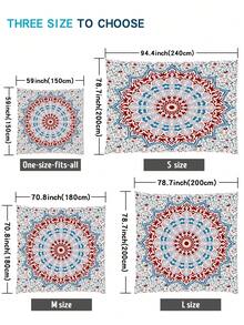 1件装户外加厚防水防晒渐变曼陀罗花卉绿色波西米亚图案户外花园露台遮阳篷沙滩遮阳篷（含绳，不含支架） - 彩色 - 查看 9