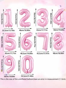 28pcs Pink Number Balloon Set, 32-Inch 0-9 Number Foil Balloons & Macaron Latex Balloons, Suitable For Birthday Party, Anniversary Decoration - Multicolor - View 5