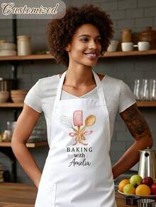 Custom Apron With Text And Personalized Photo, Personalized Mother's Day Apron, Waterproof Apron, Customized Funny Cooking Kitchen Apron, Customize Text, Chef Cook Apron, Ideal Gift For Anniversaries, Unique Gift For Women, Chef, Mom, Dad, Husband, Girlfriend, Boyfriend, Weddings Gift For Him, Gift For Her - Multicolor - View 4