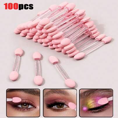 100pcs/50pcs/20pcs/5pcs Applicator For Nails, Makeup Brushes, Eyeshadow Sponge Applicators Designed For Men And Women. Dual-Ended Sponge Design, Lightweight And Durable, Ensures Precise Application On Eyelids, Nails, Or Lips. Suitable For Eyeshadow, Nail Powder, Lip Makeup, Eyebrow Makeup, And Face Painting.