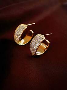 1 Đôi bông tai đính đá hình chữ C sang trọng, tinh tế, thời trang, chất liệu đồng, phù hợp cho nữ giới đeo hàng ngày, dự lễ hội và tiệc tùng. - Loại C - Xem 6