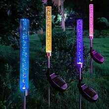 Solar Powered Bubble Cylinder LED Reed Lamp, Wind-Powered, Suitable For Garden, Community, Yard Decor Lighting, Gift - Multicolor - View 10