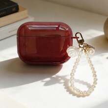 酒红色贝壳+珍珠心形保护套，兼容苹果无线耳机盒，防刮防摔 - 酒紅色 - 查看 12