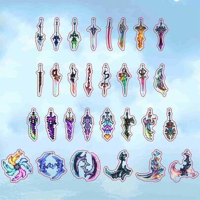 1个泰拉瑞亚武器钥匙扣 - 解压玩具 - 捏捏乐玩具 - 软萌玩具 - 指尖玩具 - 史迪奇玩具 - 旅行玩具 - 课堂指尖玩具 - 迷你洗澡玩具 - 圣诞文具减压球，生日礼物，完美礼物，礼品，玩具，游戏，复活节礼物，圣诞节礼物，万圣节礼物，平安夜礼物