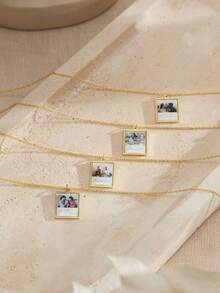 Customized Handwritten Necklace, Real (Your Own) Handwriting, 14k Gold Engraved Pendant, Personalized Signature Jewelry, Perfect Gift - Square Sign Image + Text Style - View 10