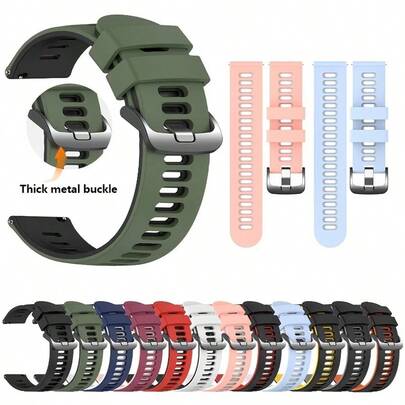 20mm 22mm Soft Silicone Watch Band, Compatible With Galaxy Watch4/5/6/7/Active 2 40mm 44mm, Venu Sq 2/Venu2/Venu 3/Forerunner 245 255 265, Replacement Strap For Huawei/ Smartwatches