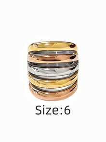 1 chiếc nhẫn thép không gỉ mạ vàng 18K kiểu dáng tối giản thanh lịch 5 đường kẻ, bền, chống nước và chống phai màu, phù hợp để đeo hàng ngày, đi du lịch và đi biển. - Nhẫn nữ năm đường kẻ - Xem 19