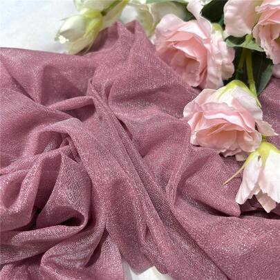 1 件粉色涤纶网布 - 轻薄透气 - 质地柔软 - 适合 DIY 缝纫，制作服装、连衣裙、婚纱、窗帘和室内装饰