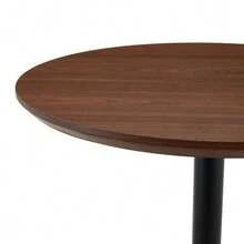 Mesa auxiliar color nogal con ruedas, altura regulable, 70 cm de diámetro, mesa redonda moderna para oficina, cocina y cafetería. - Marrón - Ver 4