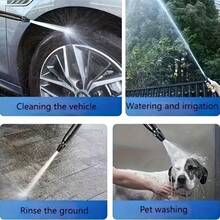 双头高压洗车枪 - 便携式高压水枪，采用耐用塑料制成，配有可调节花园软管喷嘴 - A - 查看 6