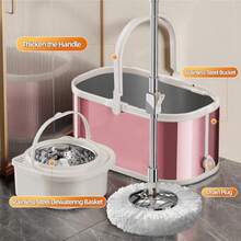 L2ozm0hg Spin Mop And Bucket With Wringer Set For Home360° Mop And Bucket With Separate Clean And Dirty Water Wet Dust Mop For Floor Cleaning With Extra Refills Pink - Hồng - Xem 4