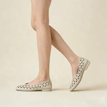 2026 Sommer Neue Damen Cut Out Quadratische Zehenspitze Flache Loafer, Atmungsaktive Weiche Sohle Slip-On Lässig Schuhe, Vielseitige Flache Riemchen Sandalen - Aprikosenfarben - Übersicht 3