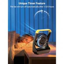 Battery Powered Fan Long Lasting Battery Operated Fans for Camping Portable D-Cell Desk Fan with Timer 3 Speeds Whisper Quiet 180° Rotation for Office Bedroom Outdoor 5'' Model: F15 - Amarillo - Ver 7