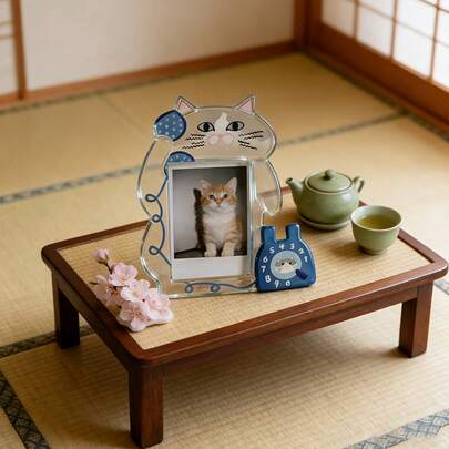 1个亚克力四季相框，高颜值即时照片展示及收藏相框，桌面宠物相框，适用于猫狗生日、2026新年、情人节礼物、春季家居装饰、复活节礼物、母亲节礼物、宠物纪念展示、桌面装饰、照片收藏相框