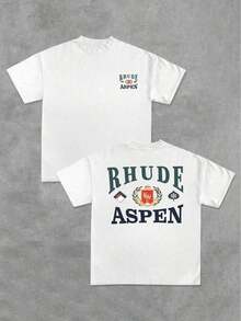 2026 Summer Men's T-Shirt, Men's Casual Crew Neck Short Sleeved T-Shirt With Elegant And Luxurious "RHUDE ASPEN"  - Themed Camisas Para Hombre - 白色 - 查看 1