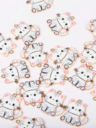 10个/包 可爱卡通猫咪吊坠配件，DIY首饰制作材料，可用于制作项链、耳环