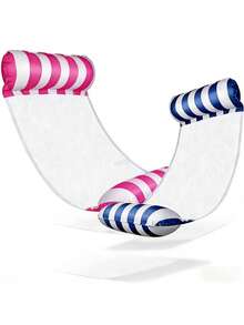 Inflatable Water Hammock Lounger - Durable PVC Material, Foldable Striped Inflatable Pool Float, Suitable For Pool Party And Summer Gift - Multicolor - View 8