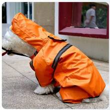 Dog Raincoat Waterproof With Hood | Reflective Stripes Pet Rain Jacket For Small Medium Dogs | Windproof & Anti-Fog Puppy Poncho Orange - Orange - View 2