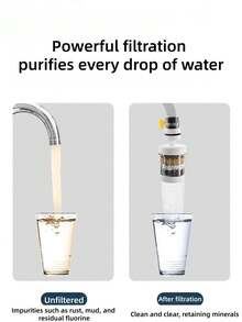 1个通用水龙头过滤器，厨房水槽水龙头净水器，360°旋转水龙头过滤器，水龙头配件。采用活性炭滤芯，6层水龙头延长过滤器，可过滤余氯、氟化物、重金属，改善硬水问题，通用型淋浴喷头净水器，适用于家庭厨房和浴室。 - 查看 3