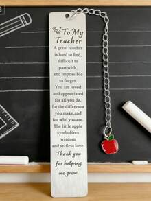 Teacher's Day Gift; Teacher Appreciation Gift; Teacher Gift For Women And Men; Teacher Bookmark; Best Teacher Gift; Teacher's Day Gift; Thank You Gift For Retiring Teacher; Teacher Christmas Birthday Gift. Slogan: Casual, Party, Cute, Street, Elegant, Zinc Alloy, Teacher's Day - Silver - View 3