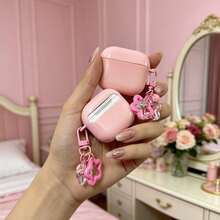 Smooth Milk Powder Earphone Protective Case, Girly Star Bell Pendant Compatible With Apple 1/2, Pro, 3, Pro 2, 4, Pro 3 Bluetooth Earphone Charging Case - Pink - View 3