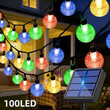 20/50/100 LED Solar Outdoor Lights, Warm/Color Bubble Ball String Lights, 8 Lighting Modes, For Garden, Patio, Wedding Party, Holiday And Christmas - 太陽能氣泡球 - 查看 8