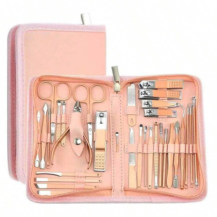 30 Pieces Christmas Gift Professional Nail Clipper Set - High Quality Dead Cuticle Scissors, Complete 30 Pieces Nail Clipper Set, Suitable For Manicure, Pedicure And Nail Maintenance, Christmas Surprise Gift, Thanksgiving Gift, Thanksgiving Surprise Gift, New Year Gift, Halloween Gift, Valentine's Day Gift,Mother's Day,Mom,Mother's Day Gift,Flower,Jewelry,Mother's Day Decorations,Mother's Day Party Supplies,Women,Pink,Gift Set - 粉色 - 查看 8