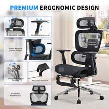 Silla de Juegos ergonómica de Malla con Soporte Lumbar y reposapiés Respaldo Alto reposacabezas Ajustable y reposabrazos Ideal para Oficina en casa y Gaming - Moderno - Ver 4