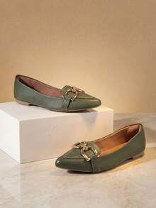 Women's Sneakers Pointed Toe Tresse Olive Green I Embellishment New D - Army Green - View 3