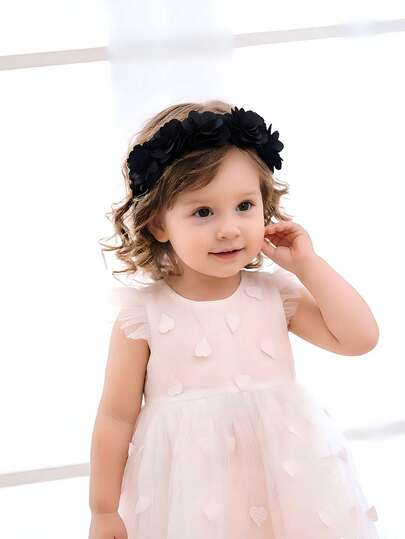 1 chiếc băng đô cài tóc bằng vải chiffon họa tiết hoa, quà tặng và phụ kiện chụp ảnh cho trẻ em.