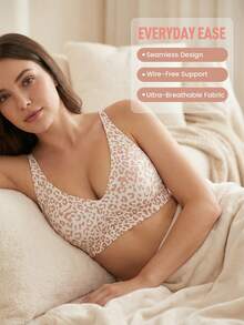 2pcs Leopard Print Seamless Comfortable Leisure Camisole Bras For Women - Multicolor - View 10