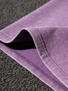 Mens Creative T-Shirt And Shorts Set American Vintage Full Print Street Wear Essential T-Shirt Set Men Graphic T-Shirt And Shorts Set With Dragon And Von Dutchs Logo Print Washed Look For Casual Outfits And Urban Style - 紫色和黑色 - 查看 2